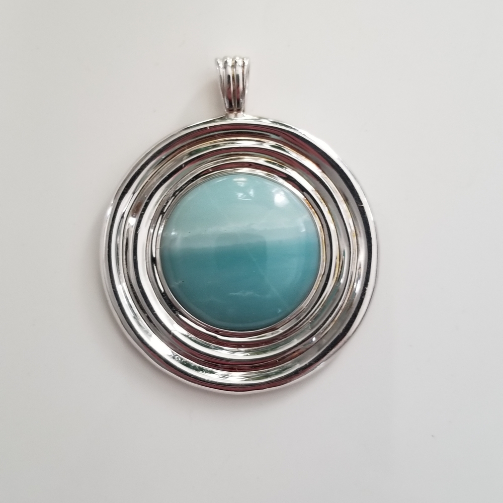 Estate Silver Necklace with Blue Centerpiece